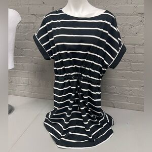 Tommy Bahama Black and White Tie Front Striped Dress NWOT